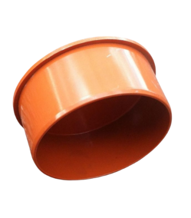 Terracotta 110mm uPVC underground drainage socket plug for sealing pipe sockets, shown on white background